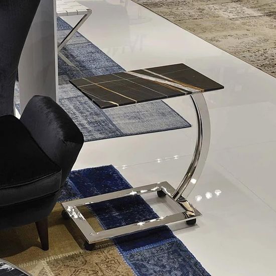 Swan Marble Accent Table with Steel Base - Variation Available